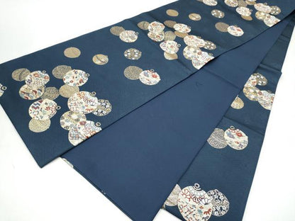 平和屋着物●六通柄袋帯　唐織　鈴　草花文　金糸　正絹　逸品　CABJ4848hy