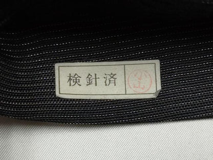 平和屋着物●六通柄袋帯　本泥染　霞文　黒地　金糸　正絹　逸品　CABJ4849hy
