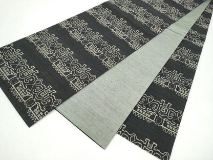 平和屋着物●全通柄袋帯　紬地　獅噛文長斑錦　正絹　逸品　CABJ4857hy
