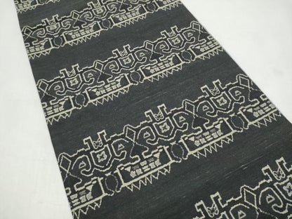 平和屋着物●全通柄袋帯　紬地　獅噛文長斑錦　正絹　逸品　CABJ4857hy