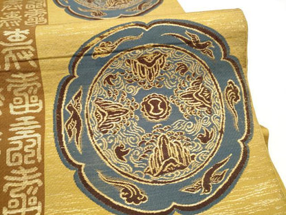 平和屋着物●六通柄　本袋帯　絵皿吉祥文　金糸　正絹　逸品　CABJ4858hy