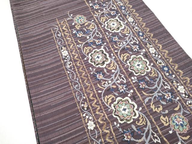 平和屋着物●両面　六通柄袋帯　花唐草文　金糸　さが美扱い　正絹　逸品　CABJ4860hy