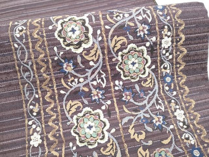 平和屋着物●両面　六通柄袋帯　花唐草文　金糸　さが美扱い　正絹　逸品　CABJ4860hy