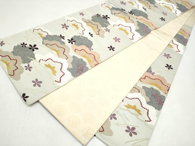 平和屋着物●六通柄袋帯　唐織　草花文　金糸　正絹　逸品　CABJ4862hy