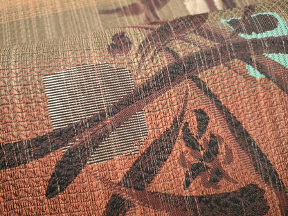 平和屋着物●伝統工芸　時枝洋海　両面　全通柄袋帯　泥染め　幾何学花文　金糸　さが美扱い　正絹　逸品　CABJ4864hy