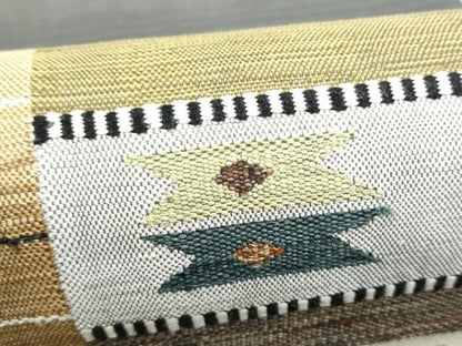 平和屋着物●両面　全通柄袋帯　すくい織　幾何学文様　金糸　正絹　逸品　CABJ4871hy