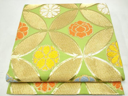 平和屋着物●西陣　川島織物　全通柄　本袋帯　七宝花文　金糸　正絹　逸品　CABJ4883hy