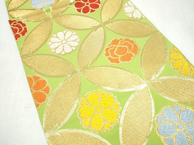 平和屋着物●西陣　川島織物　全通柄　本袋帯　七宝花文　金糸　正絹　逸品　CABJ4883hy