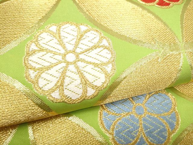 平和屋着物●西陣　川島織物　全通柄　本袋帯　七宝花文　金糸　正絹　逸品　CABJ4883hy