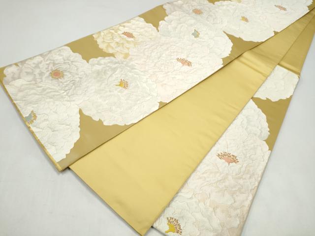 平和屋着物●六通柄袋帯　富貴花苑文　金糸　正絹　逸品　CABJ4886hy