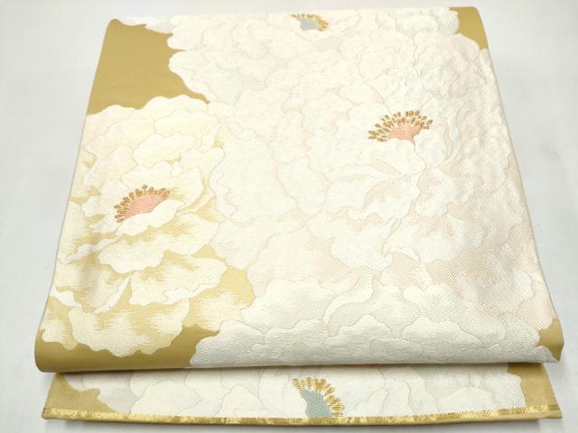 平和屋着物●六通柄袋帯　富貴花苑文　金糸　正絹　逸品　CABJ4886hy