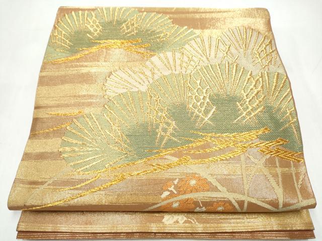 平和屋着物●西陣　川島織物　六通柄　本袋帯　松　金糸　正絹　逸品　CABJ4888hy