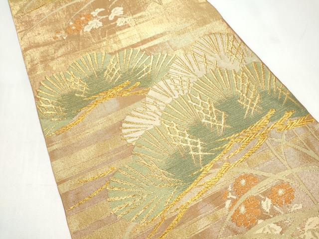 平和屋着物●西陣　川島織物　六通柄　本袋帯　松　金糸　正絹　逸品　CABJ4888hy