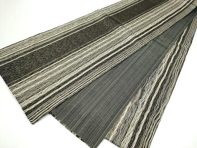 平和屋着物▽両面　全通柄袋帯　スリーシーズン　春夏秋　よろけ縞　金糸　正絹　逸品　CABJ4894hy