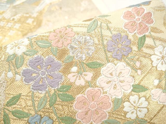 平和屋着物●西陣　服部織物謹製　六通柄袋帯　唐織　渡橋鴛鴦花文　金銀糸　正絹　逸品　CABJ4895hy