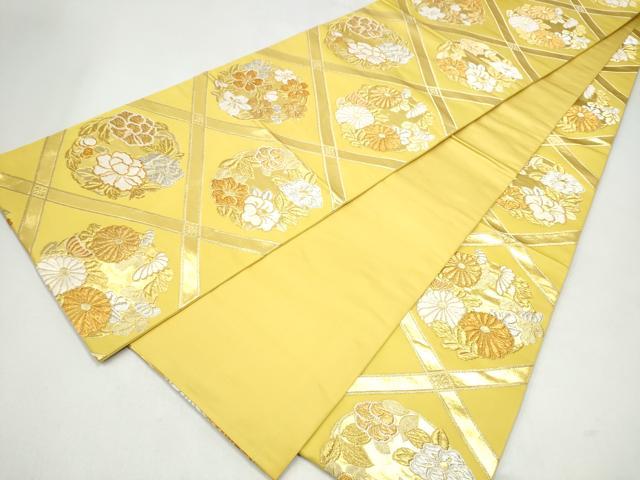平和屋着物●全通柄袋帯　唐織　草花丸文　金銀糸　正絹　逸品　CABJ4898hy