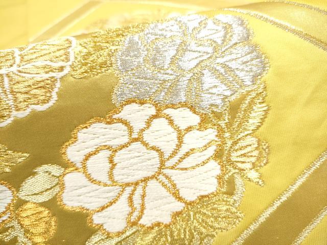 平和屋着物●全通柄袋帯　唐織　草花丸文　金銀糸　正絹　逸品　CABJ4898hy