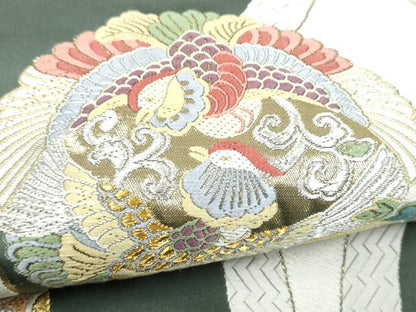 平和屋着物●六通柄袋帯　唐織　立涌文　金銀糸　正絹　逸品　CABJ4905hy