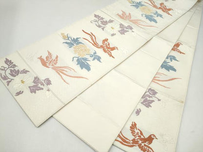 平和屋着物●六通柄袋帯　唐織　花喰鳥　金糸　正絹　逸品　CABJ4907hy