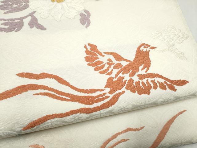 平和屋着物●六通柄袋帯　唐織　花喰鳥　金糸　正絹　逸品　CABJ4907hy
