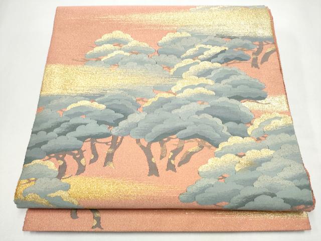 平和屋着物●爪搔き本綴れ　太鼓柄袋帯　枝松文　金糸　正絹　逸品　CABJ4910hy