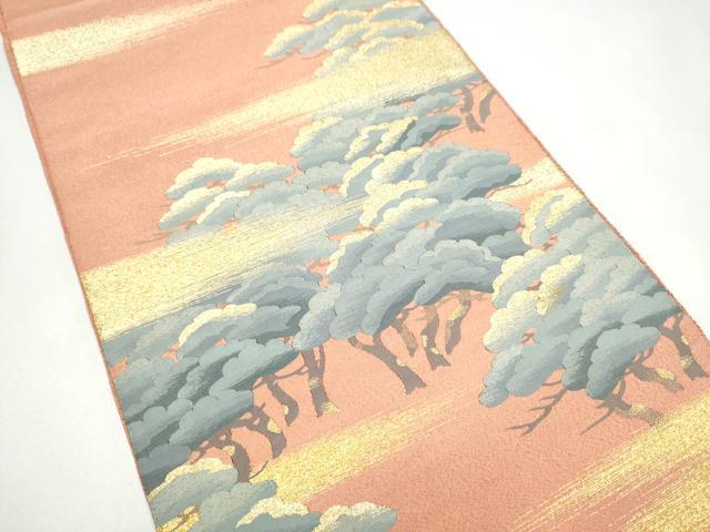 平和屋着物●爪搔き本綴れ　太鼓柄袋帯　枝松文　金糸　正絹　逸品　CABJ4910hy