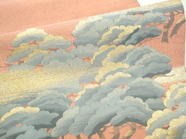 平和屋着物●爪搔き本綴れ　太鼓柄袋帯　枝松文　金糸　正絹　逸品　CABJ4910hy