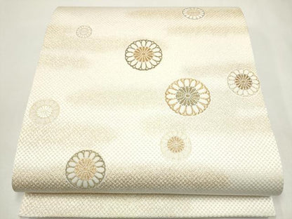 平和屋着物●全通柄袋帯　舞菊文　金糸　ますいわ屋扱い　正絹　逸品　CABJ4918hy