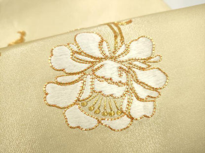 平和屋着物●太鼓柄袋帯　総刺繍　駒刺繍　花唐草文　正絹　逸品　CABJ4921hy