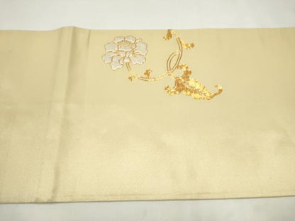 平和屋着物●太鼓柄袋帯　総刺繍　駒刺繍　花唐草文　正絹　逸品　CABJ4921hy