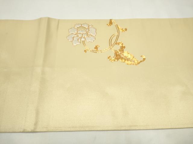 平和屋着物●太鼓柄袋帯　総刺繍　駒刺繍　花唐草文　正絹　逸品　CABJ4921hy