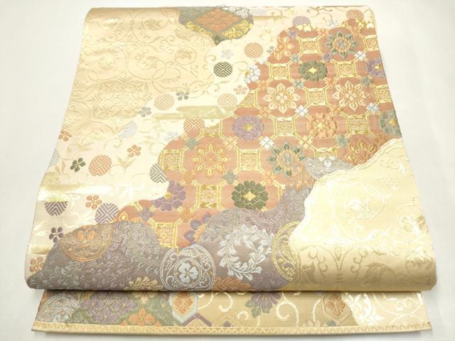 平和屋着物●六通柄袋帯　唐織　佐々木金助の世界　道長蜀江花文　金糸　正絹　逸品　CABJ4926hy