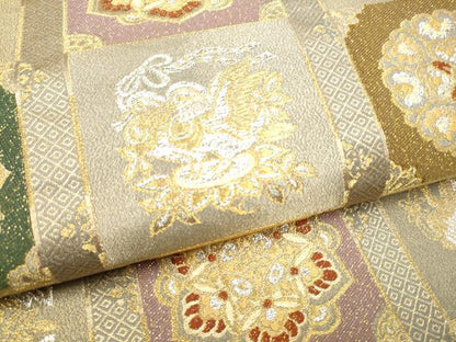 平和屋着物●六通柄袋帯　市松天平紋　金銀糸　正絹　逸品　CABJ4928hy