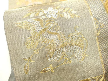 平和屋着物●六通柄袋帯　市松天平紋　金銀糸　正絹　逸品　CABJ4928hy