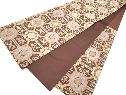 平和屋着物●六通柄袋帯　天井花文　正絹　逸品　CABJ4932hy