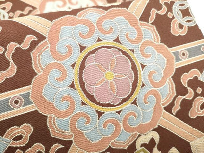 平和屋着物●六通柄袋帯　天井花文　正絹　逸品　CABJ4932hy