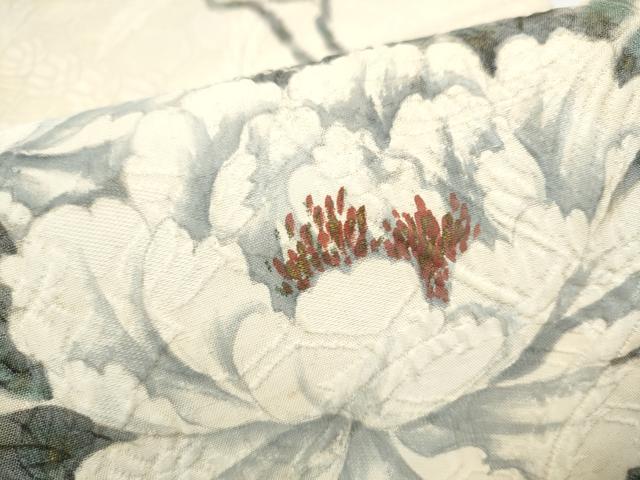 平和屋着物●西陣　老舗　渡文謹製　手織　太鼓柄袋帯　手描き　纐纈　枝牡丹　金彩　正絹　逸品　CABJ4933hy