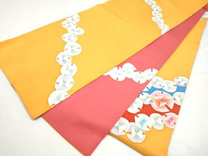 平和屋着物●全通柄袋帯　ろうけつ染　舞花文　正絹　逸品　CABJ4935hy