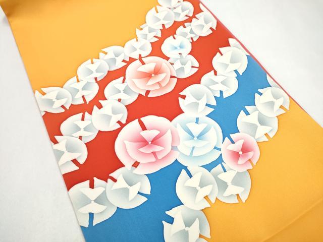 平和屋着物●全通柄袋帯　ろうけつ染　舞花文　正絹　逸品　CABJ4935hy