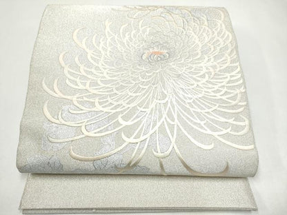 平和屋着物●太鼓柄袋帯　総刺繍　綴れ　乱菊　銀彩　正絹　逸品　CABJ4936hy