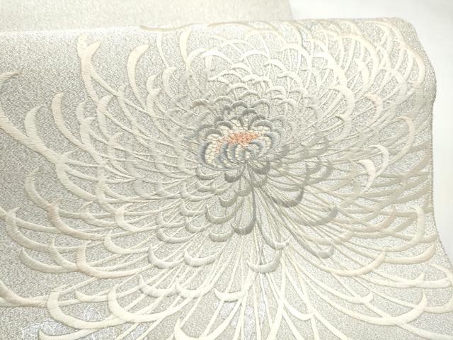 平和屋着物●太鼓柄袋帯　総刺繍　綴れ　乱菊　銀彩　正絹　逸品　CABJ4936hy
