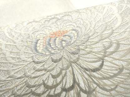 平和屋着物●太鼓柄袋帯　総刺繍　綴れ　乱菊　銀彩　正絹　逸品　CABJ4936hy