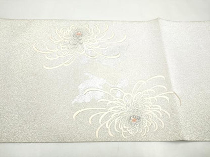平和屋着物●太鼓柄袋帯　総刺繍　綴れ　乱菊　銀彩　正絹　逸品　CABJ4936hy