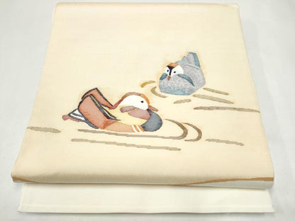 平和屋着物●太鼓柄袋帯　すくい織　流水鴛鴦文　正絹　逸品　CABJ4939hy