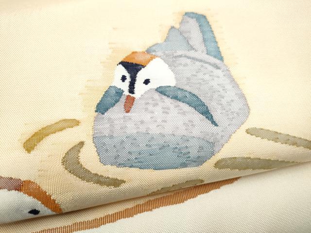 平和屋着物●太鼓柄袋帯　すくい織　流水鴛鴦文　正絹　逸品　CABJ4939hy