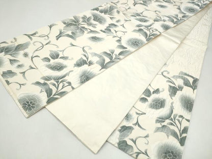 平和屋着物●六通柄袋帯　作家物　ふくれ織　枝花文　正絹　逸品　CABJ4940hy