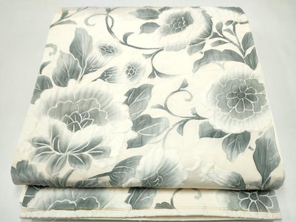 平和屋着物●六通柄袋帯　作家物　ふくれ織　枝花文　正絹　逸品　CABJ4940hy