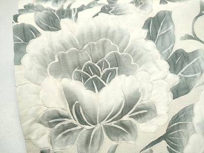 平和屋着物●六通柄袋帯　作家物　ふくれ織　枝花文　正絹　逸品　CABJ4940hy