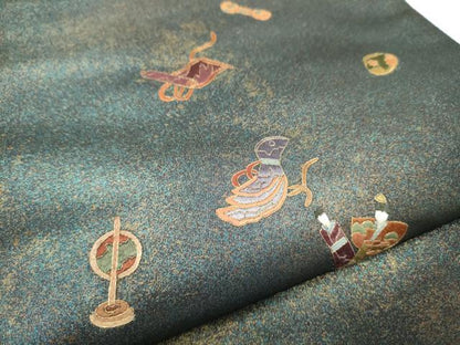 平和屋着物●袋帯　総刺繍　宝尽くし文　金糸　引箔　正絹　逸品　CABJ4943hy
