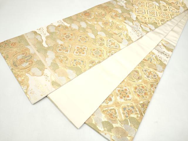 平和屋着物●西陣　服部織物謹製　六通柄袋帯　蜀江草花文　金銀糸　正絹　逸品　CABJ4947hy